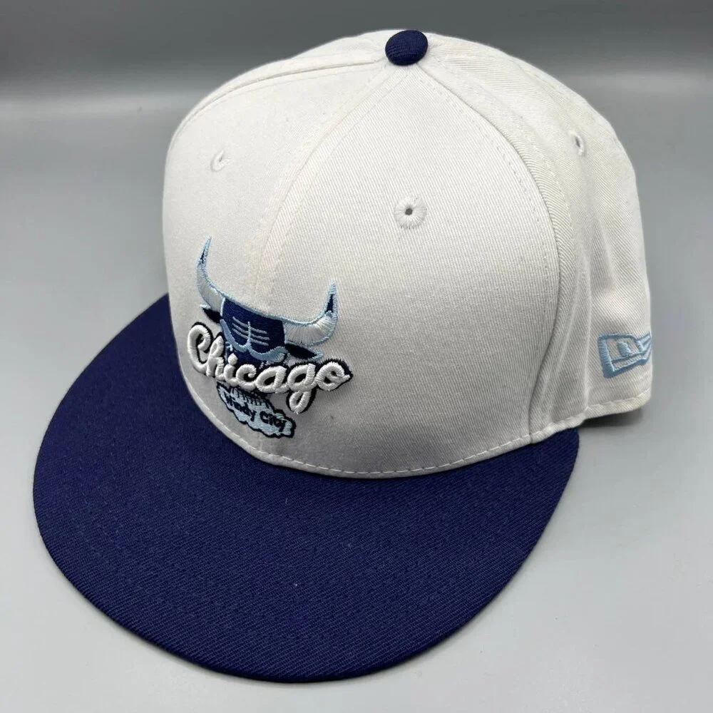 Chicago Bulls Hat Men White Blue Windy City 9Fifty New Era NBA Snap Back Cap‎